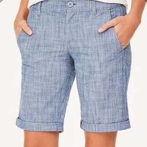 NWT Loft Bermuda Blue Chambray Short Size 8